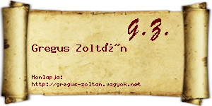 Gregus Zoltán névjegykártya